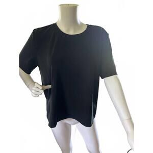 NEW ELLE GREY women's high low short sleeve top in jet black